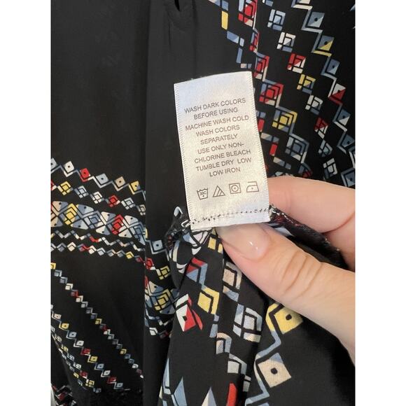 Denim 24/7 | Maxi Dress Womens Black w/Multicolor Geometric Pattern Lace- Sz 14 - Picture 7 of 10